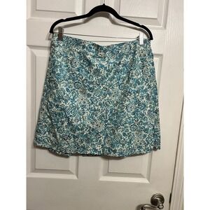 RipSkirt L Wrap Skirt Hawaiian Floral Print Swimwear Vacation Tropical Teal Aqua